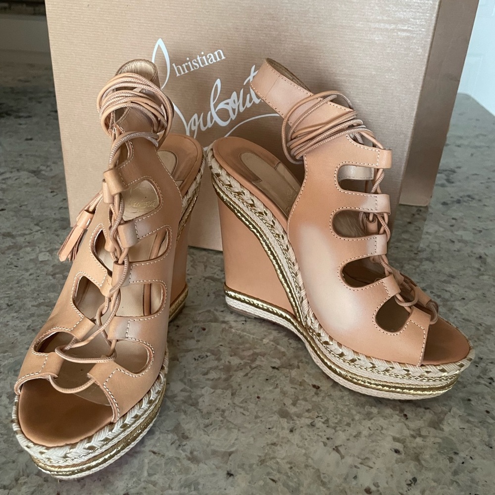 Christian Louboutin Espadrille Platform Wedge Sandals